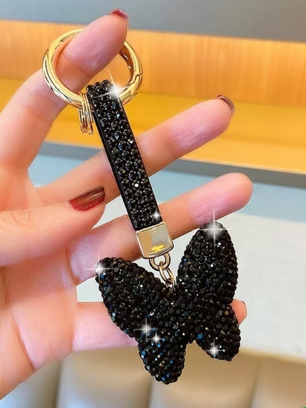Black Butterfly Rhinestone Keychain/purse charm! - Picture 1 of 1
